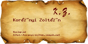 Korényi Zoltán névjegykártya